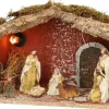 Merkloos Kerststallen>Complete Verlichte Kerststal Met 8X St Kerststal Beelden - 39 X 20 X 24 Cm