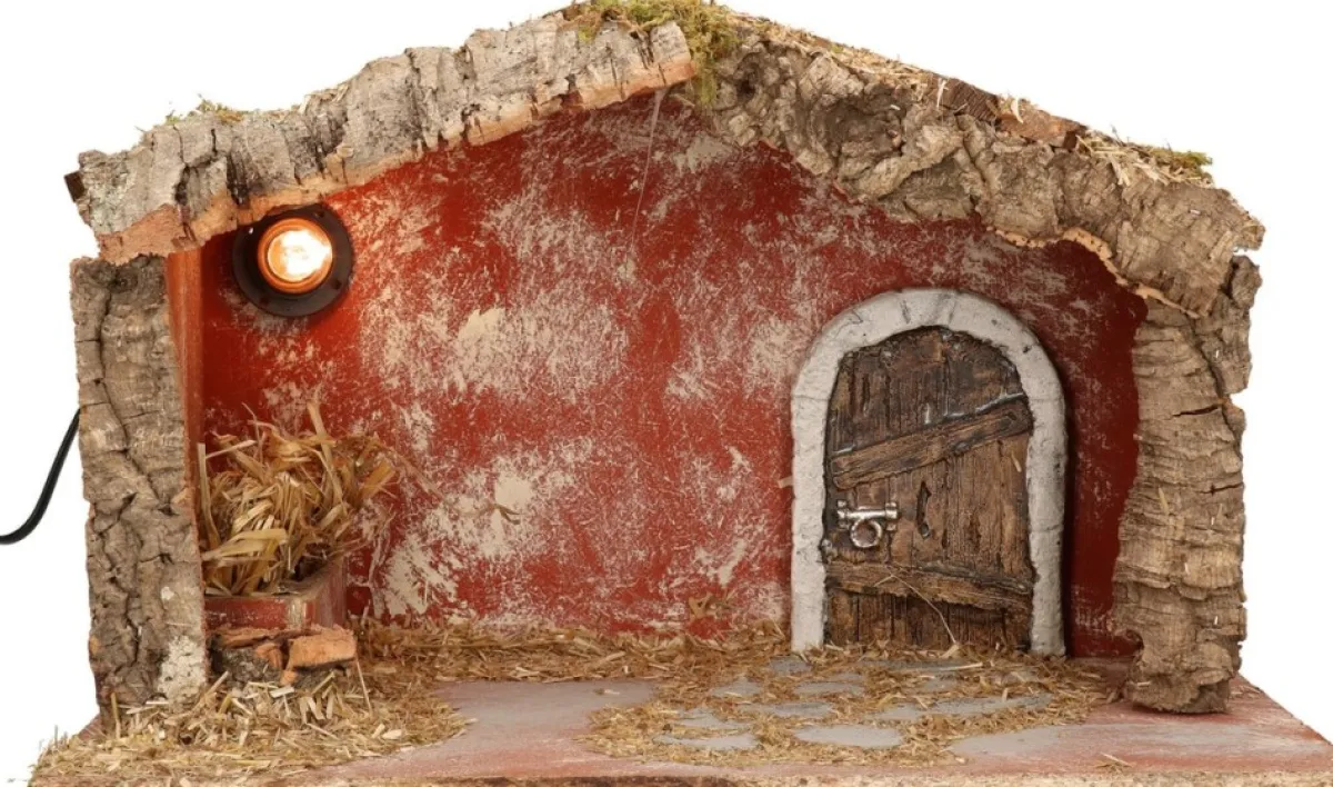 Merkloos Kerststallen>Complete Verlichte Kerststal Met 11X St Kerststal Beelden - 39 X 20 X 24 Cm