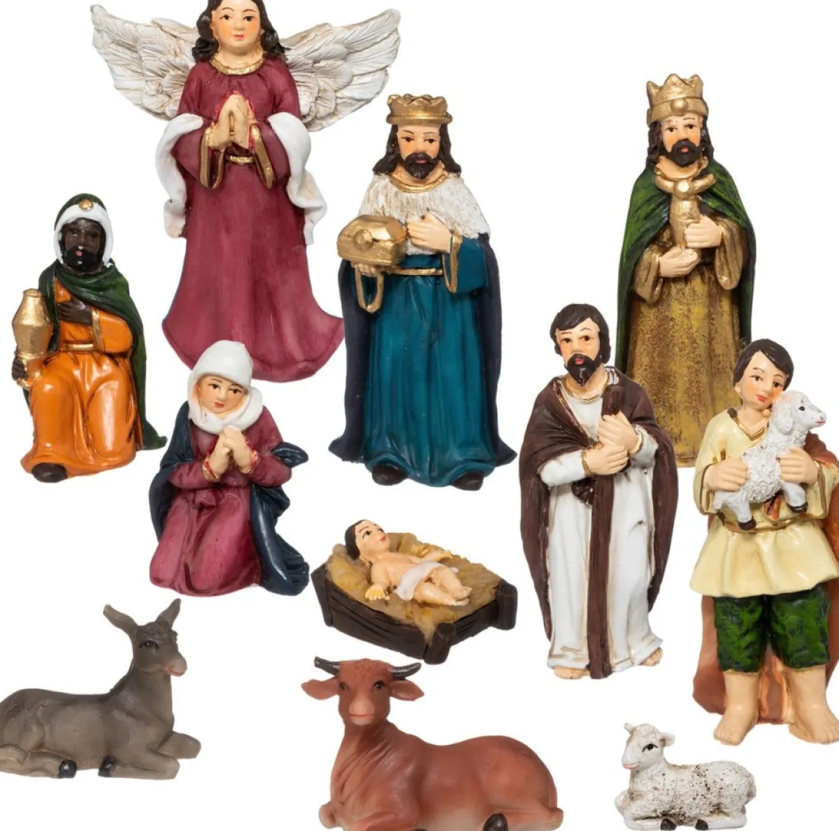 Merkloos Kerststallen>Complete Verlichte Kerststal Met 11X St Kerststal Beelden - 39 X 20 X 24 Cm