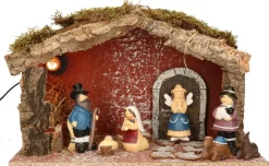 Merkloos Kerststallen>Complete Verlichte Kinder Kerststal Met 7X St Kerststal Beelden - 39 X 20 X 24 Cm