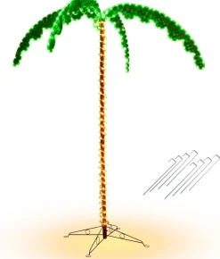 * Costway Led Lichtslang Palmboom - Kunstmatige Led - Verlichte Palmboom - 175X120X218Cm - Groen/Bruin Fashion