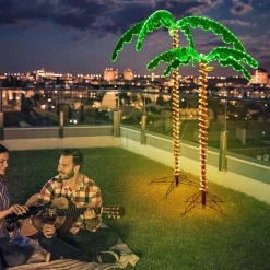 * Costway Led Lichtslang Palmboom - Kunstmatige Led - Verlichte Palmboom - 175X120X218Cm - Groen/Bruin Fashion