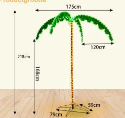 * Costway Led Lichtslang Palmboom - Kunstmatige Led - Verlichte Palmboom - 175X120X218Cm - Groen/Bruin Fashion