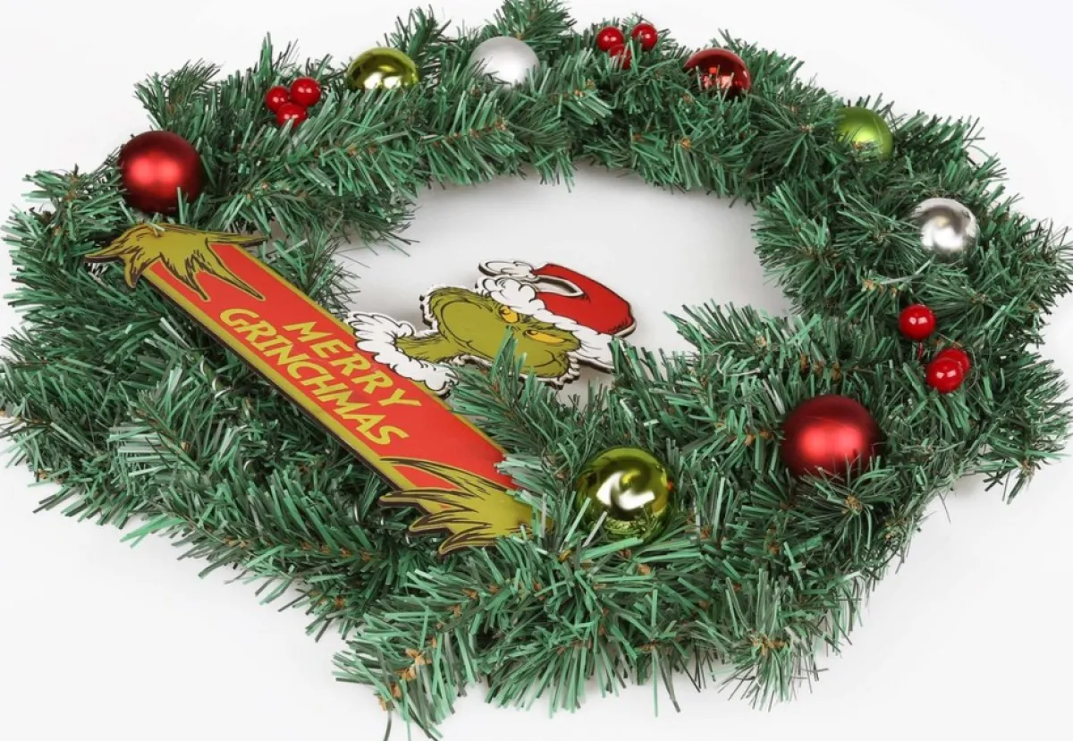 * Kerstkransen>De Grinch Kerstdeurkrans, Kerstversiering 45X45 Cm