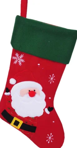 Merkloos Kerstsokken>Decoratie Kerstsokken - Set 2X St - Rood - Kerstman En Rendier- H45 Cm