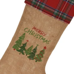 Merkloos Kerstsokken>Decoratie Kerstsokken - 2X Stuks - H52 Cm - Jute/Polyester