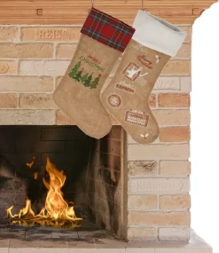 Merkloos Kerstsokken>Decoratie Kerstsokken - 2X Stuks - H52 Cm - Jute/Polyester