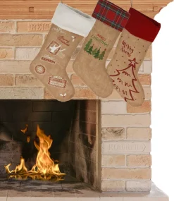 Merkloos Kerstsokken>Decoratie Kerstsokken - 3X Stuks - H52 Cm - Jute/Polyester