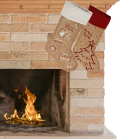 Merkloos Kerstsokken>Decoratie Kerstsokken - 2X Stuks - H52 Cm - Jute/Polyester