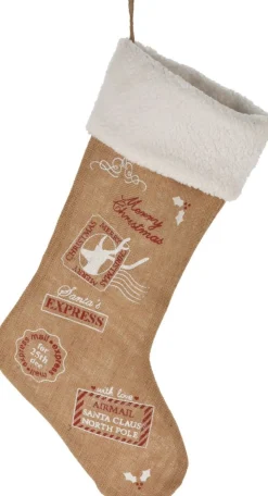 Merkloos Kerstsokken>Decoratie Kerstsokken - 2X Stuks - H52 Cm - Jute/Polyester