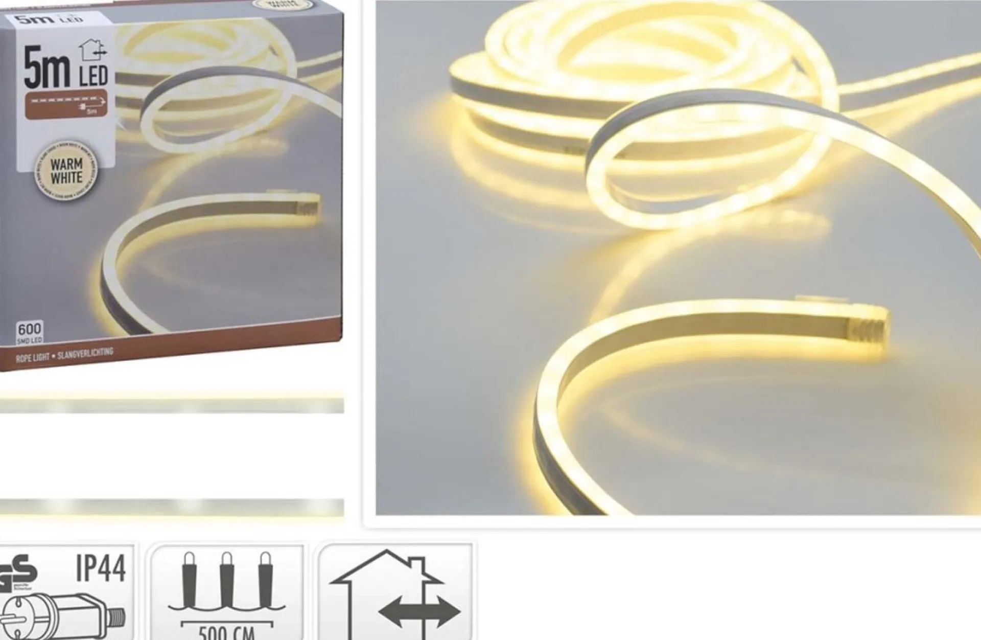 DecorativeLIghting Lichtslang 5 Meter - 600 Smd-Led - Warm Wit Online