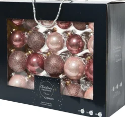 Decoris Kerstboomversieringen> Kerstballen - 42 St - Glas Tinten Mix - 5-6-7 Cm