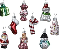 Decoris Kerstboomversieringen> Kersthangers Kerst Figuurtjes - 9X St - Glas -4 Cm -Kerstornamenten