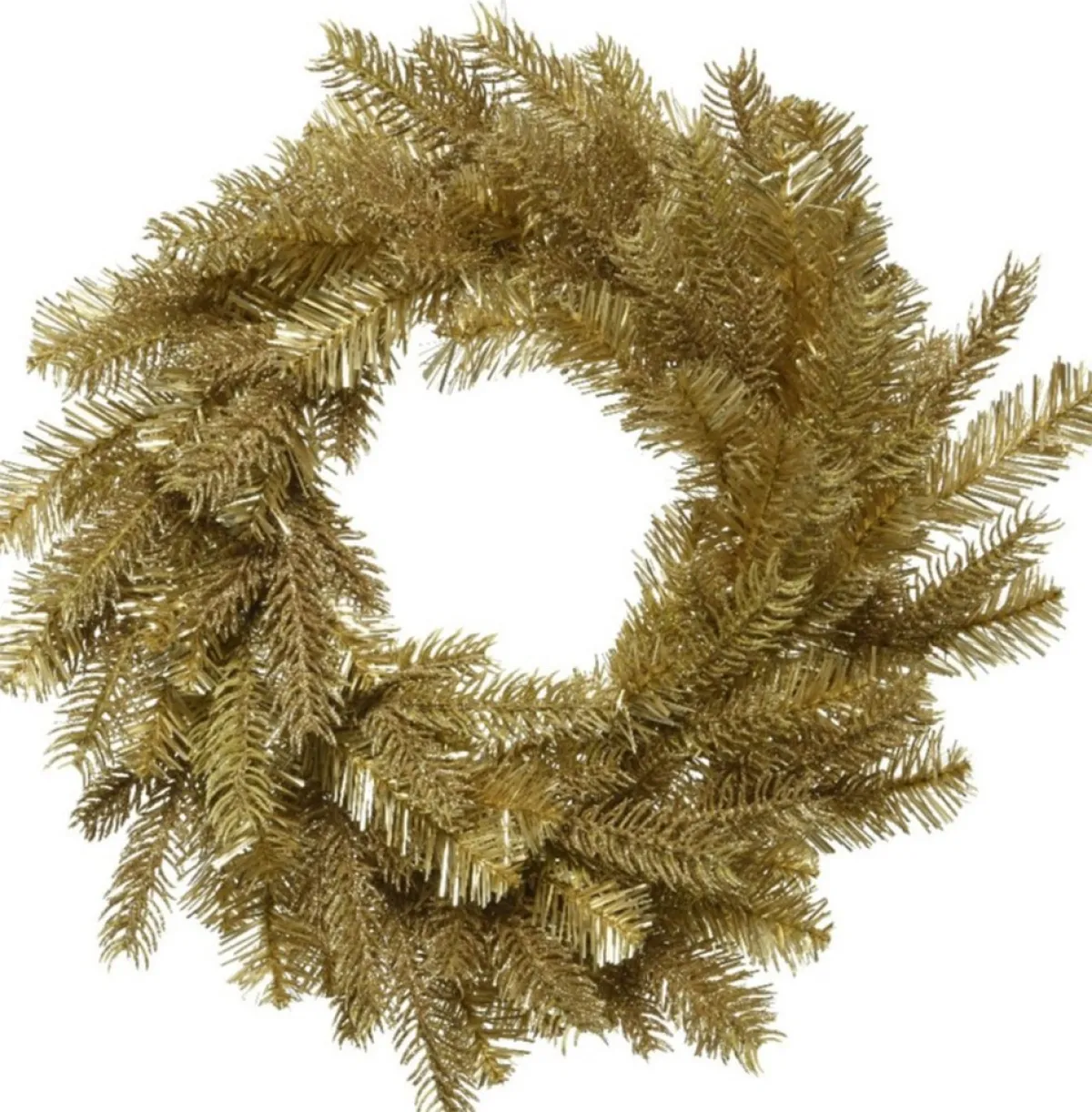 Decoris Kerstkransen> Kerstkrans - Goud Glitter - D50 Cm - Incl. Verlichting Helder Wit