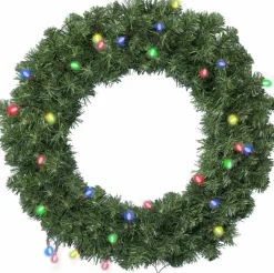 Decoris Kerstkransen></noscript> Kerstkrans - Groen - D35 Cm - Incl. Verlichting Gekleurd