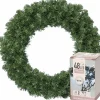 Decoris Kerstkransen> Kerstkrans - Groen - D60 Cm - 200 Takken - Incl. Verlichting Helder Wit