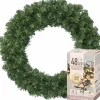 Decoris Kerstkransen> Kerstkrans - Groen - D60 Cm - 200 Takken - Incl. Verlichting Warm Wit