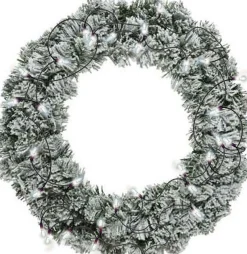Decoris Kerstkransen></noscript> Kerstkrans - Groen Met Sneeuw - D40 Cm - Incl. Verlichting Helder Wit
