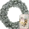 Decoris Kerstkransen> Kerstkrans - Groen Met Sneeuw - D35 Cm - Incl. Verlichting Warm Wit