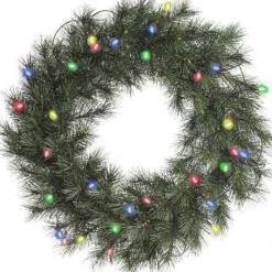 Decoris Kerstkransen> Kerstkrans - Malmo - D60 Cm - Incl. Verlichting Gekleurd