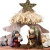 Decoris Kerststallen> Kinder/Kinderkamer Kerststal - Met Beeldjes - 20 X 8 X 16,5 Cm