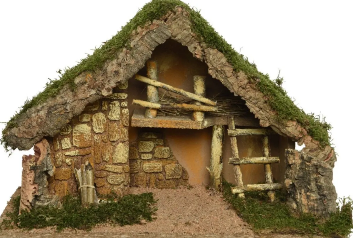 Decoris Kerststallen> Lege Kerststal - Zonder Figuren - L50 X B22 X H31 Cm -Mdf/Hout