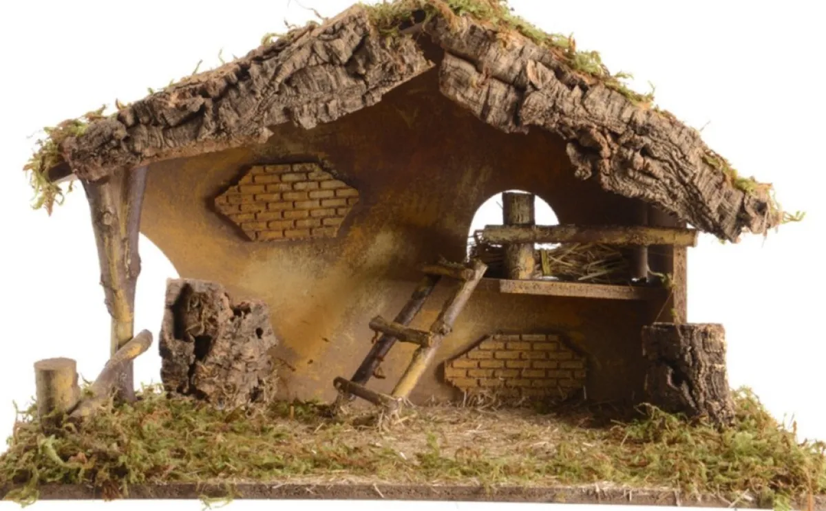 Decoris Kerststallen> Lege Kerststal - Zonder Beelden - L56 X B35 X H35 Cm -Mdf/Hout