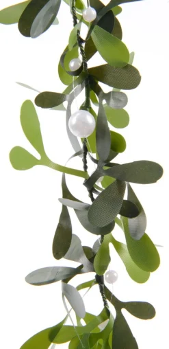Decoris Guirlandes> Mistletoe Guirlande Met Witte Kralen Groen Dia2.00-L150.00Cm