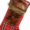Non Branded Kerstsokken>Decostar Kerstsok Sukka 35 Cm Textiel Rood/Bruin - Christmas Stocking