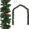 Decoways Guirlandes> - Kerstslingers 4 Stuks Met Kerstballen 270 Cm Pvc Groen