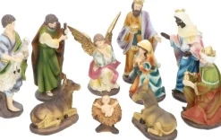Merkloos Kerststallen>10-Delige Kerst Kribbe Figuren / Kerststal Set Polystone - 8 Tot 20 Cm