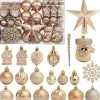 ‘Merkloos’’ Kerstboomversieringen>130-Delige Kerstboomdecoratieset, Champagne Kerstballen Ornamenten Onbreekbare Kerstboomversieringen Voor Kerst Bruiloftsfeest