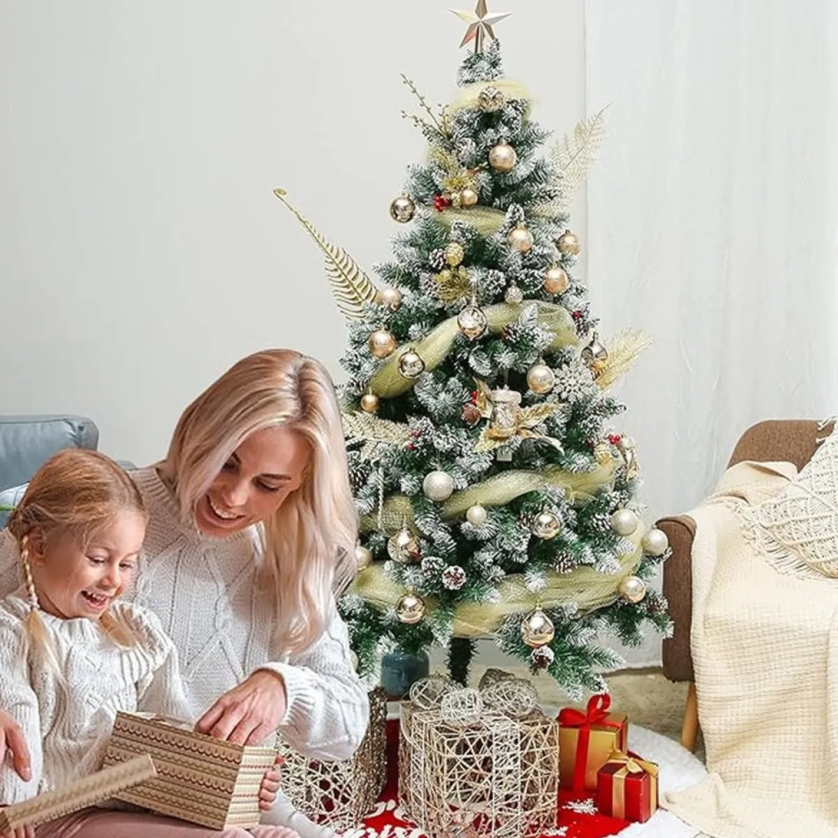 ‘Merkloos’’ Kerstboomversieringen>130-Delige Kerstboomdecoratieset, Champagne Kerstballen Ornamenten Onbreekbare Kerstboomversieringen Voor Kerst Bruiloftsfeest