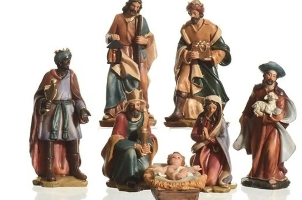 Decoris Kerststallen>7-Delige Kerststal Figuren Beeldjes 7 Cm - Kerstbeeldjes