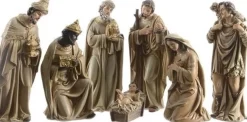 Merkloos Kerststallen>7-Delige Kerststal Figuren Beeldjes 7 Cm - Kerstbeeldjes