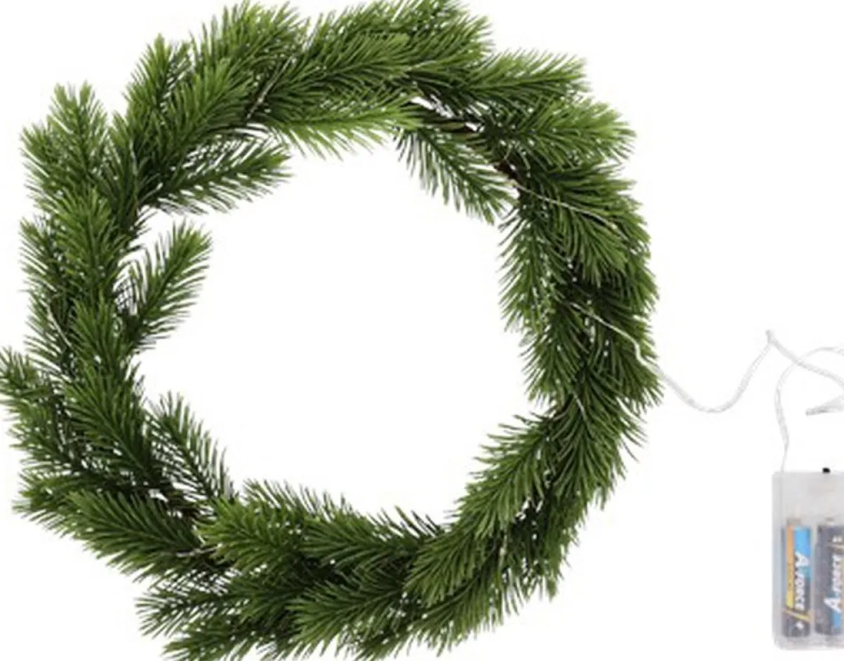 AYD Home Kerstkransen>Dennekrans Met Led Licht Sneeuw - Dennekrans Led - Dennekrans - Led Licht - Led - Kerstboom - Kerstkrans - Krans - Kersttakken - Takken - Kerst