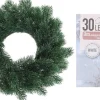Merkloos Kerstkransen>Dennenkrans/Deurkrans 35 Cm Inclusief Helder Witte Kerstverlichting - Kerstkransen
