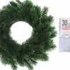 Merkloos Kerstkransen>Dennenkrans/Deurkrans 35 Cm Inclusief Helder Witte Kerstverlichting - Kerstkransen