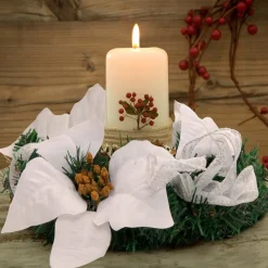 deuba Kerstkransen> Kerstkrans Duurzaam Witte Kerstster Binnen Buiten Deurkrans Decoratie