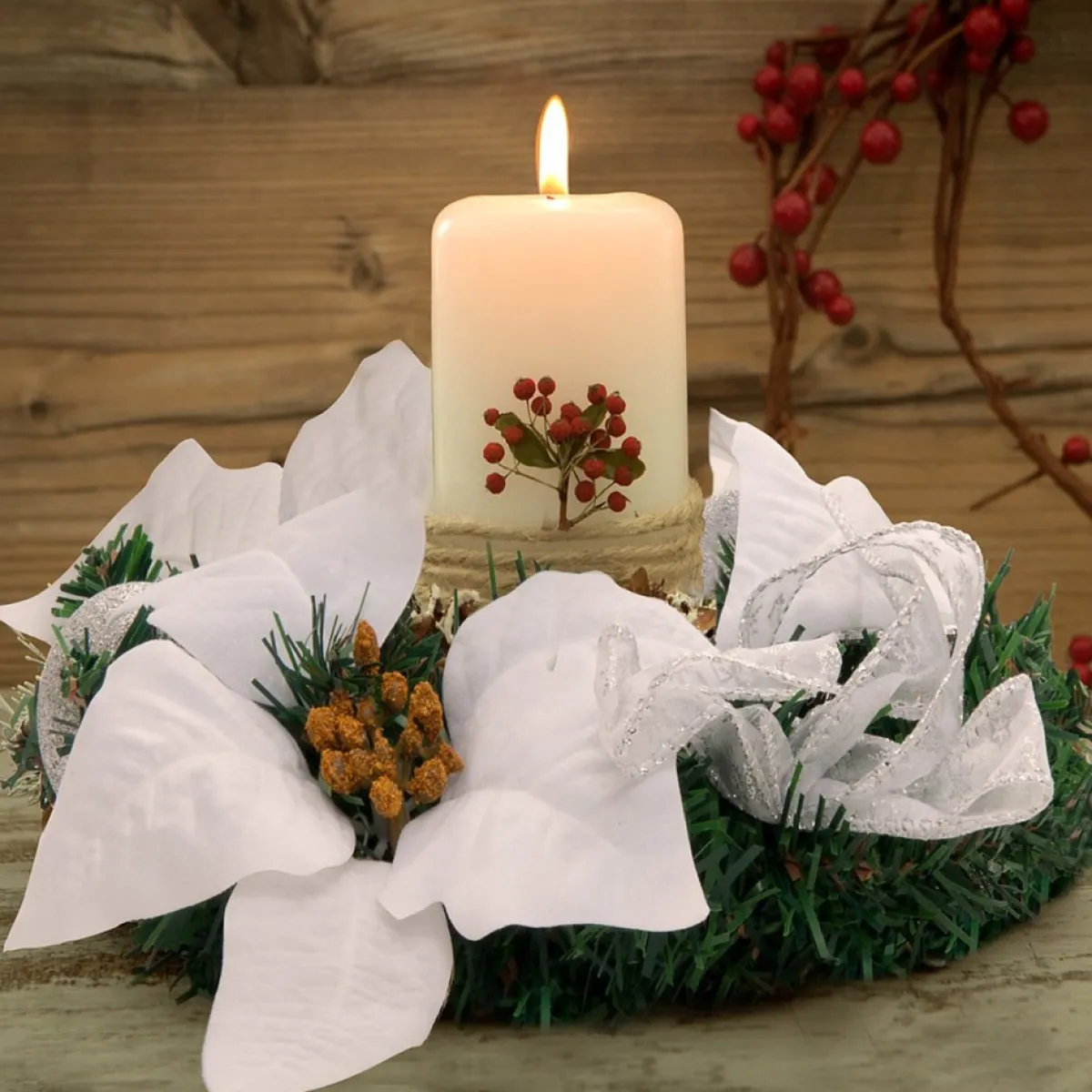 deuba Kerstkransen> Kerstkrans Duurzaam Witte Kerstster Binnen Buiten Deurkrans Decoratie