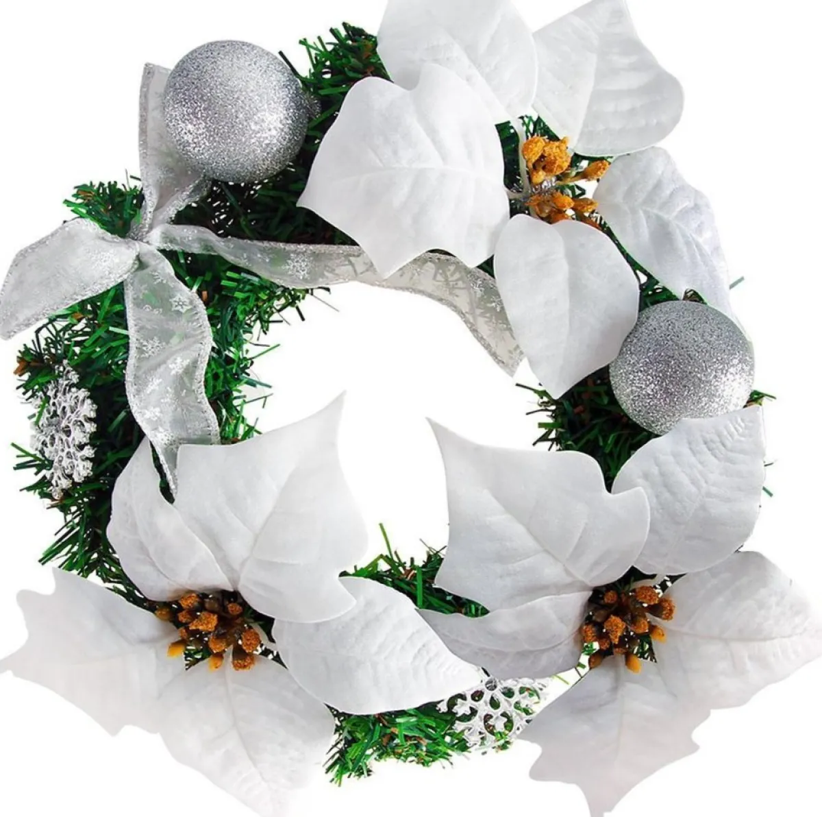 deuba Kerstkransen> Kerstkrans Duurzaam Witte Kerstster Binnen Buiten Deurkrans Decoratie