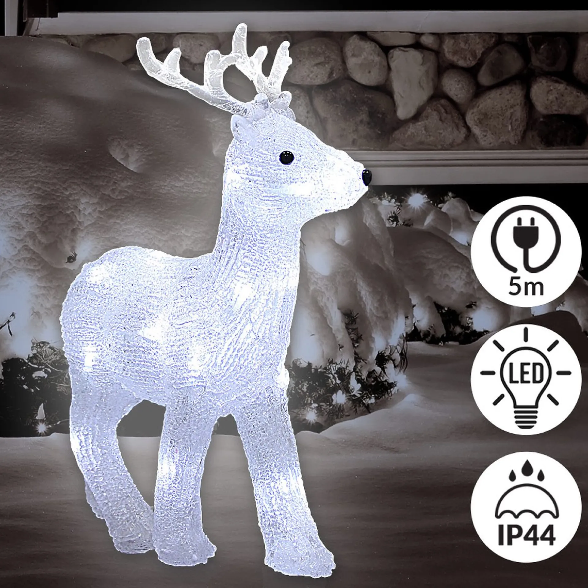 deuba Led Kerstfiguur Hert - Indoor Outdoor - Wit Best Sale