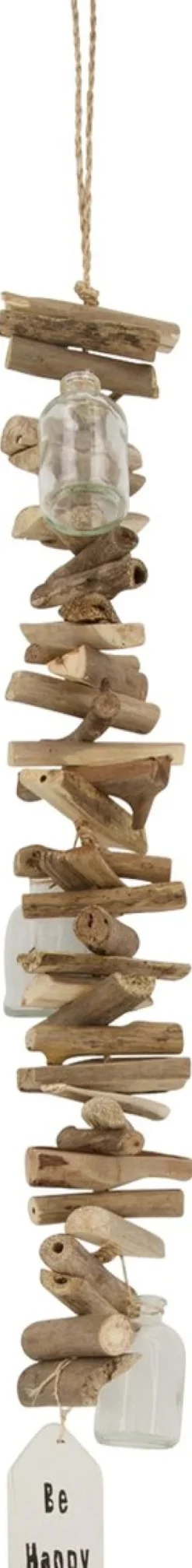 Dijk Natural Collections Guirlandes> Guirlande Houten Tekstbordjes Be Happyen Glazen Flesjes 58X8X8Cm