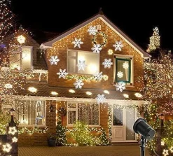 Dolami Led Sneeuwvlok Sfeer Projector - Vallende Sneeuw Prikspot Voor Binnen En Buiten - Veilige Kerstverlichting Outlet