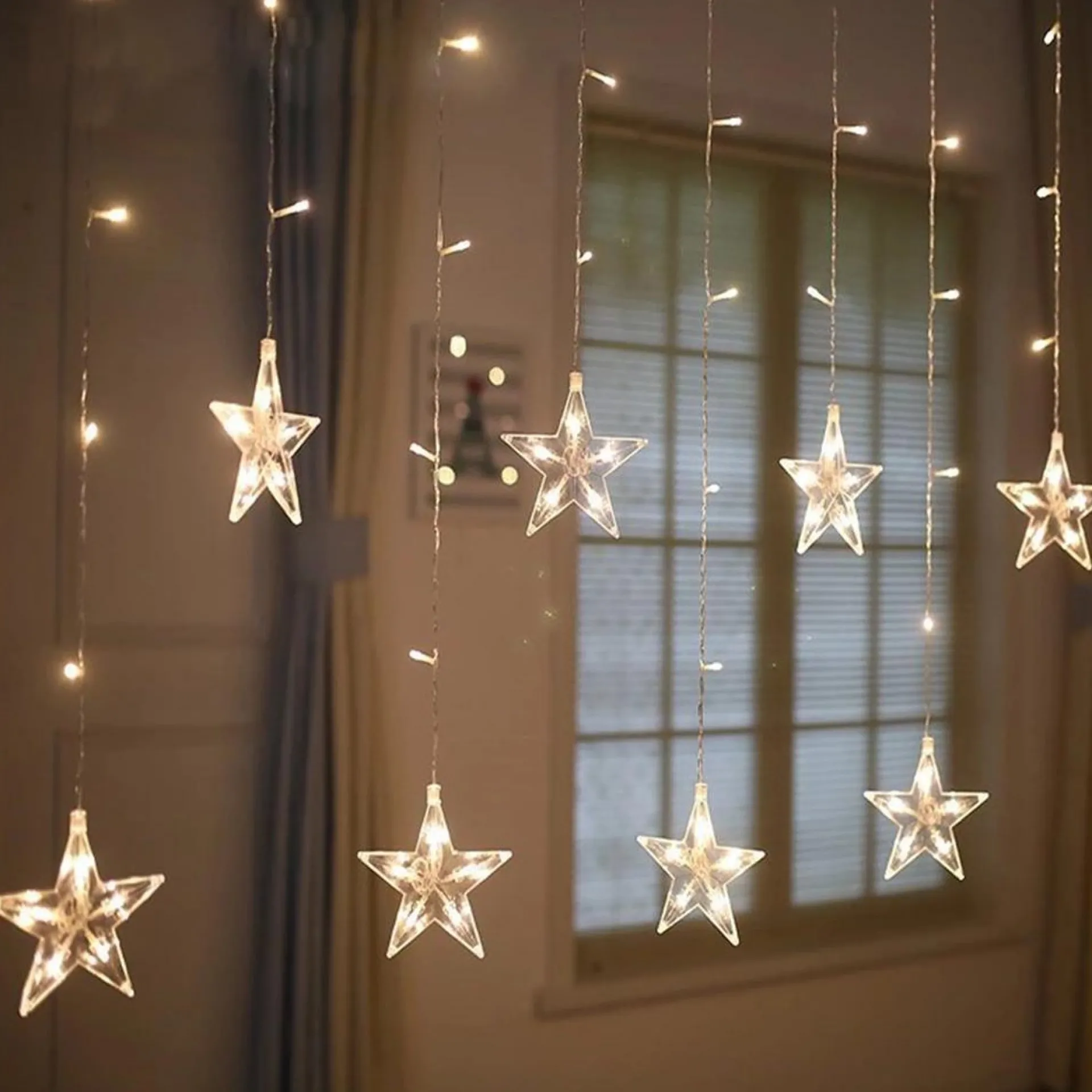 Dolami Sterrengordijn Kerstverlichting - 2,6 Meter 8 Lichteffecten - Voor Binnen En Buiten New