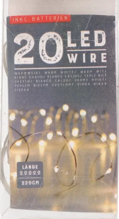 Merkloos Draadverlichting - Zilver- 20 Led - Warm Wit - 220 Cm - Kleine Batterij Houder Store