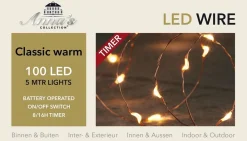 Anna's Collection Draadverlichting Koper Met Timer 100 Klassiek Warm Witte Leds Op Batterijen - Lichtdraad Koperdraad Met 100 Leds Outlet