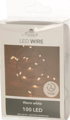 Anna's Collection Draadverlichting Lichtsnoer Met 100 Lampjes Warm Wit Op Batterij 500 Cm - Lichtdraden/Lichtsnoeren - Kerstverlichting Store