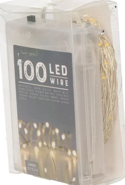 Merkloos Draadverlichting Lichtsnoer Met 100 Lampjes Warm Wit Op Batterij 1000 Cm - Lichtdraden/Lichtsnoeren - Kerstverlichting Online