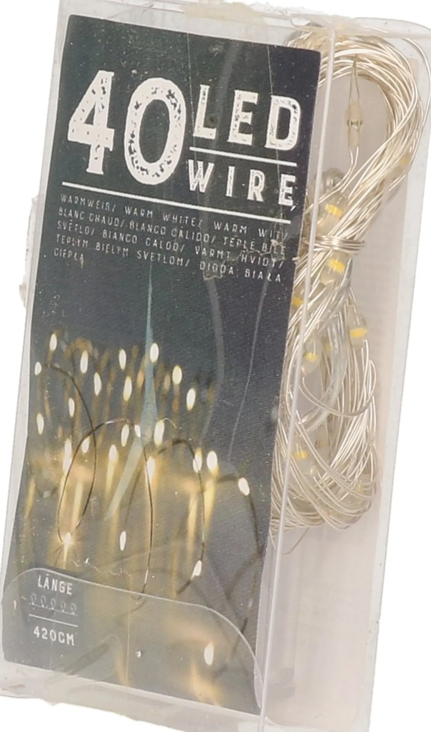 Merkloos Draadverlichting Lichtsnoer Met 40 Lampjes Warm Wit Op Batterij 420 Cm - Lichtdraden/Lichtsnoeren - Kerstverlichting Store
